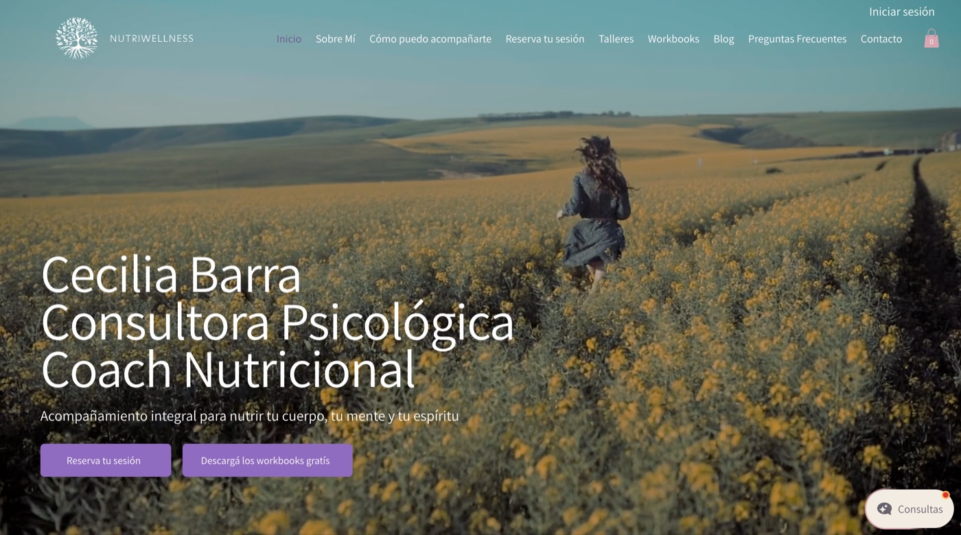 Captura de la web Nutriwellness