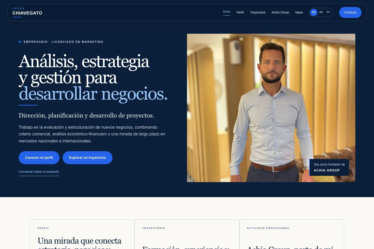 Página web de Lucas Chiavegato